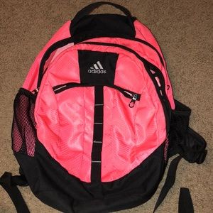 Pink and black adidas backpack